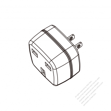 Adapter Plug, NEMA 1-15P Rotatable 2-Pin to UK, 2 to 3-Pin