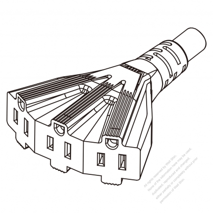 USA/Canada Flabellate connector 3-Pin (NEMA 5-15R) Straight Blade, triple Outlet, heat-resistant.10A/13A/15A 125V