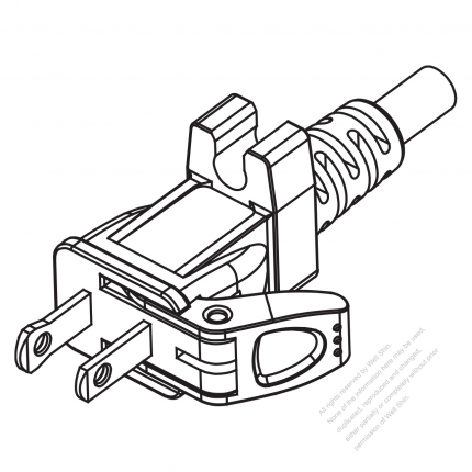 Taiwan/ Japan 2-Pin 2 wire Easy-Pull Smart AC Plug, 7~15A 125V