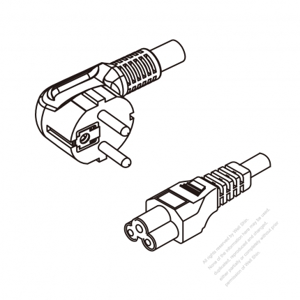 Europe 3-Pin Angle Plug To IEC 320 C5 AC Power Cord Set Molding (PVC) 1.8M (1800mm) Black ( H05VV-F 3G 0.75mm² )