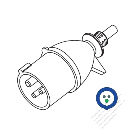 IEC 309 (2P+E ) IP 20 Splash proof AC Plug, 16A 220V (6H)