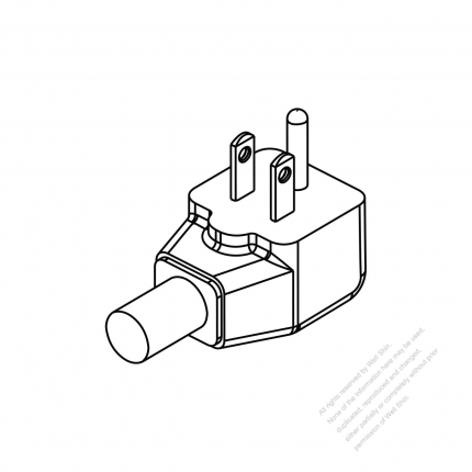 USA/Canada NEMA 5-20P Elbow AC Plug, 2 P/ 3 Wire Grounding 20A 125V