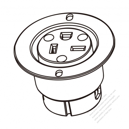 USA/Canada NEMA 5-20R Outlet, 2 P 3 Wire Grounding 20A 125V