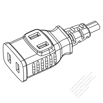 USA/Canada Multi-outlet AC Connector (NEMA 1-15R) Straight Blade 3 outlet, 2 P, 2 Wire Non-Grounding