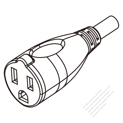 USA/Canada AC Connector 3-Pin (NEMA 5-15R) Straight Blade Grounding Connector 13A/15A 125V