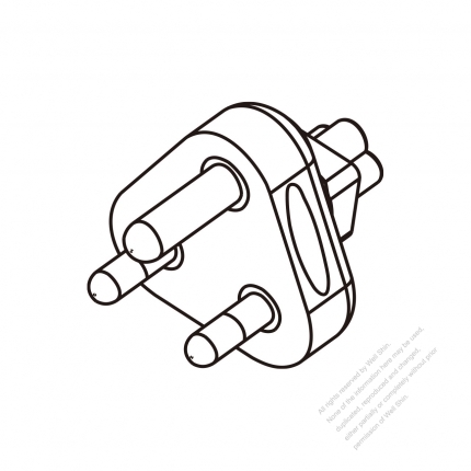 Adapter Plug, South African (L) Plug to IEC 320 C5 Female Connector 3 to 3-Pin 2.5A 250V