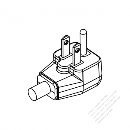 Taiwan/ Japan 3-Pin Elbow AC Plug, 7A/11A/15A 125V