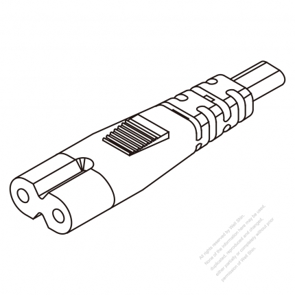 Japan IEC 320 C7 Connectors 2-Pin Straight 3-7A 125V