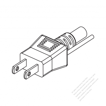 Taiwan/ Japan 2-Pin 2 wire Straight AC Plug, 7~15A 125V