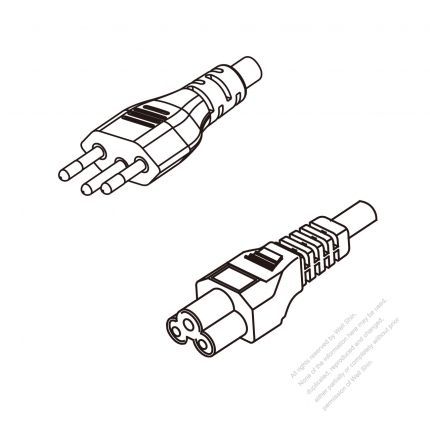 Brazil 3-Pin Plug To IEC 320 C5 AC Power Cord Set Molding (PVC) 1.8M (1800mm) Black ( H05VV-F 3G 0.75mm² )