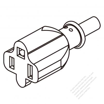 USA/Canada AC Connector 3-Pin (NEMA 5-15R) Straight Blade Grounding Connector 13A/15A 125V