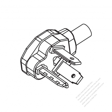 USA/Canada NEMA 10-30P, 3 P/ 3 Wire Non-Grounding, Elbow AC Plug, 30A 125V/250V