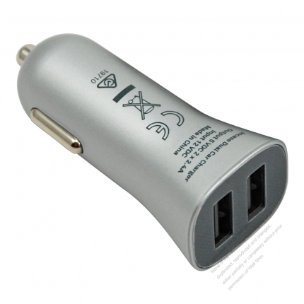 DC/DC 5V 2.1A USB X1 Car Charger (CLA) Silver/Black Matte (Cigarette charger)