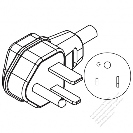 USA/Canada NEMA 6-50P, 2 P/ 3 Wire Grounding, Elbow AC Plug, 50A 250V