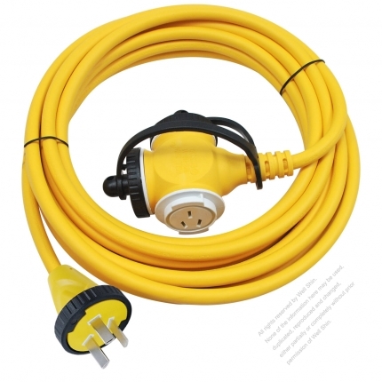 China 3-Pin Locking Cord 3*1.5MMSQ Yellow 5M or 10M (16.4 or 32.8FT)