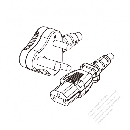 India 3-Pin Angle Type Plug to IEC 320 C13 Power Cord Set (PVC) 1.8M (1800mm) Black  (YY 3G 0.75mm² (ROUND) )