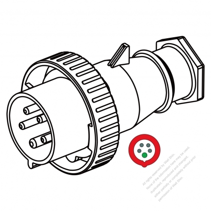 IEC 309 Plug 5-Pin 4P 5W, IP 67 Watertight plugs 32A 220V/380V~240V/415V