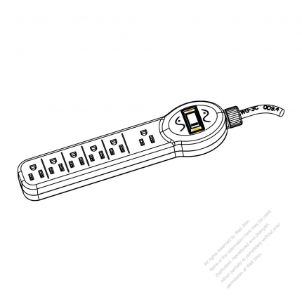 USA/ Canada Type Power Strip NEMA 5-15R outlet x 6,3 Pin15A 125V