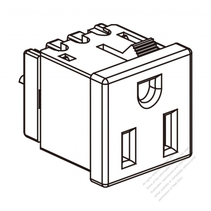 USA/Canada NEMA 5-15R Outlet, 2 P 3 Wire Grounding 15A 125V