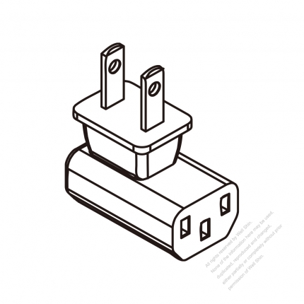 Adapter Plug, Japanese Angle Type to IEC 320 C13 Female Connector 3 to 3-Pin 10A 125V