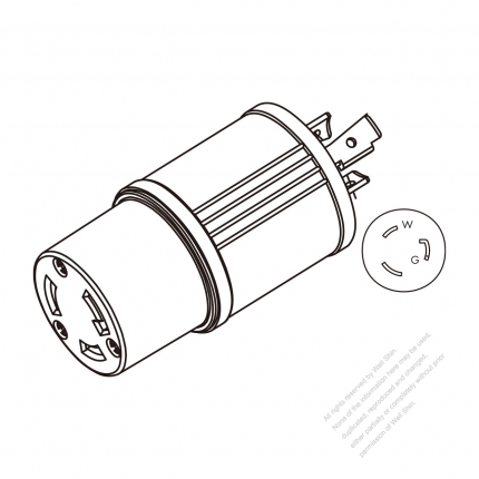 Adapter Plug, NEMA L5-20P Twist Locking to L5-30R, 2 P, 3 Wire Grounding 3 to 3-Pin 20A to 30A 125V