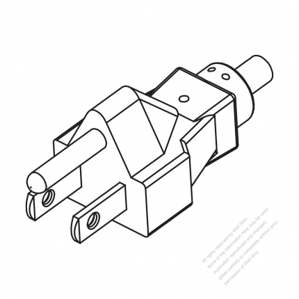 Taiwan/ Japan 3-Pin Straight AC Plug, 7~15A 125V