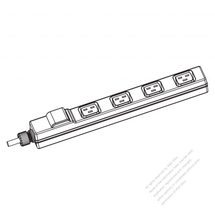 IEC 320 Power Strip Sheet J Outlet x 4, 3-Pin 16A 250V