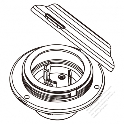 USA/Canada Locking Flanged Inlet NEMA L7-15P, 2 P 3 Wire Grounding 15A 277V