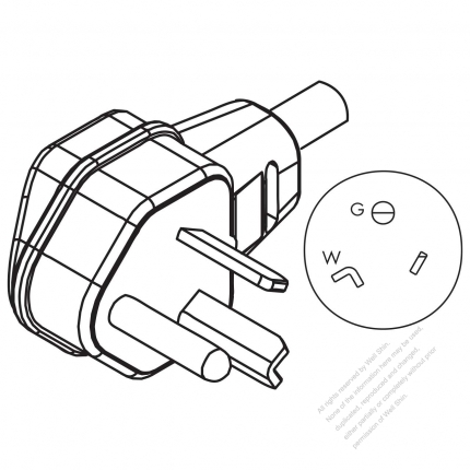 USA/Canada NEMA 7-30P, 2 P/ 3 Wire Grounding, Elbow AC Plug, 30A 277V