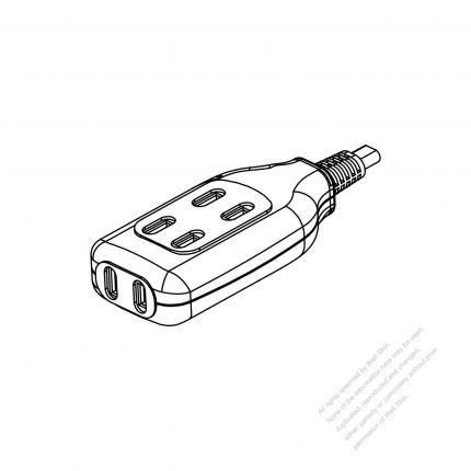 Japanese Type Power Strip 2-Pin 3 outlets 15A 125V