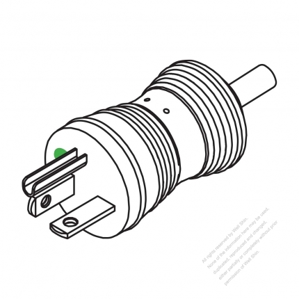 USA/Canada Hospital Grade AC Plug, NEMA 6-20P, 2 P/ 3 Wire Grounding, 10/13/20A 250V