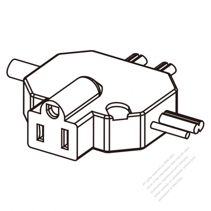 USA/Canada AC Connector 3-Pin (NEMA 5-15R) Straight Blade Grounding Connector 13A/15A 125V