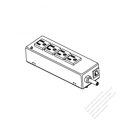 USA/ Canada Type Power Strip NEMA 5-15R outlet x 4, 3-Pin 15A 125V