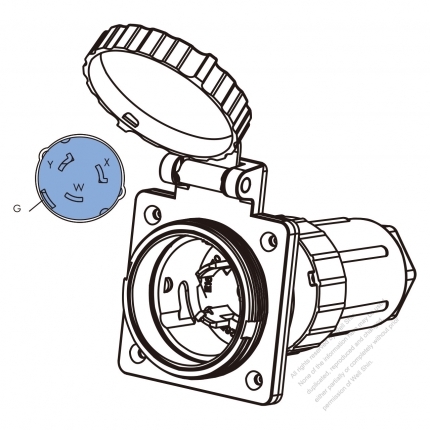 TW Marine Grade Twist Locking Inlet NEMA SS2-50P 316 Stainless Steel, Watertight Cap, 50A 125/250V