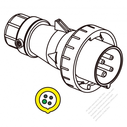 IEC 309 Plug 4-Pin 3P 4W, IP 67 Watertight plug 16A 100V~130V