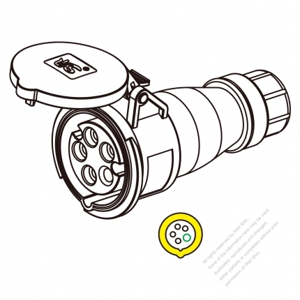 IEC 309 Connector 5-Pin 4P 5W, IP 67 Watertight connector 16A 100V~130V