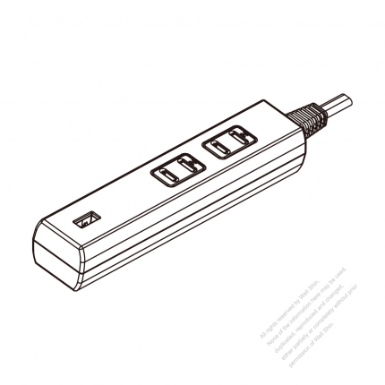 Japanese Type Power Strip (USB) 2-Pin outlet x 2, with USB charger x 1, 5V 1A