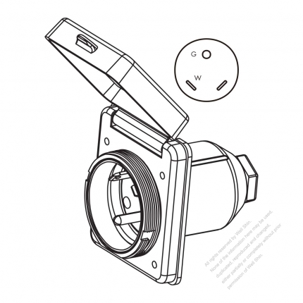 USA/Canada RV Camp Twist Locking  Inlet NEMA TT-30P Standard Power Inlet, Watertight Cap, 30A 125V