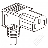 IEC 320 C13 Connectors 3-Pin Angle 7A/10A/13A/15A 125/250V