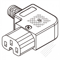 IEC 320 C15 Connector 3-Pin PA High-temp.-resistance material, Screw type, Right Angle 10A International