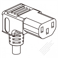 Korea IEC 320 C13 Connectors 3-Pin Angle 10A 250V