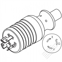 USA/Canada NEMA L6-15P Twist Locking AC Plug, 2 P/ 3 Wire Grounding 15A 250V