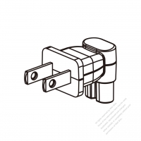 Adapter Plug, USA Angle Type to IEC 320 C7 Female Connector2 to 2-Pin 7A 125V