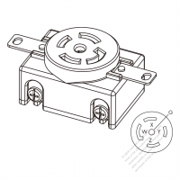 USA/Canada Locking Flanged Outlet NEMA L21-30R, 4 P 5 Wire Grounding 30A 3ØY 120V/208V