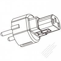 Adapter Plug, Israel Type to IEC 320 C13 Female Connector 3 to 3-Pin 10A 250V