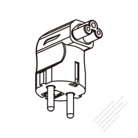 Adapter Plug, European Angle Type to IEC 320 C5 Female Connector 3 to 3-Pin 2.5A 250V