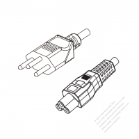 Switzerland 3-Pin Plug to IEC 320 C5 Power Cord Set (PVC) 1.8M (1800mm) Black  (H03VV-F 3G 0.75MM2 )