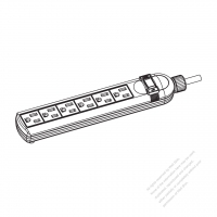 USA/ Canada Type Power Strip NEMA 5-15R outlet x 6, 3-Pin 15A 125V