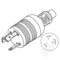 USA/Canada NEMA L6-30P Twist Locking AC Plug, 2 P/ 3 Wire Grounding 30A 250V