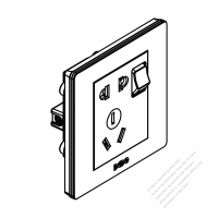 China Wall Plate Receptacle 2+3-Pin each, Switch x1